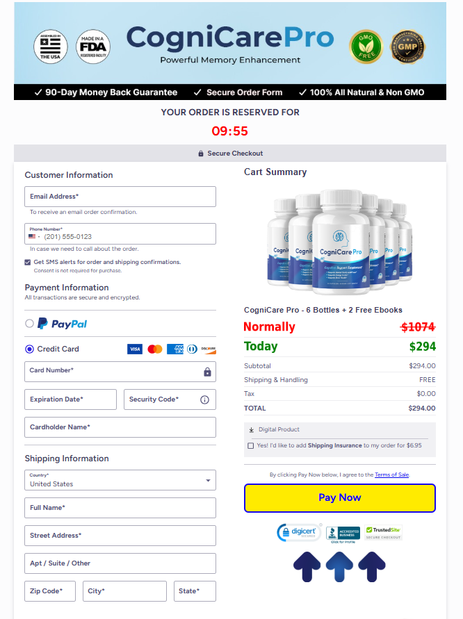 CogniCare Pro Official Website Secure Order Page